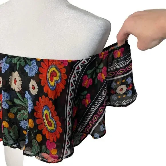 NWOT Women's Show Me Your Mumu chiffon ruffle sleeves crop top - Small - Picture 3 of 8